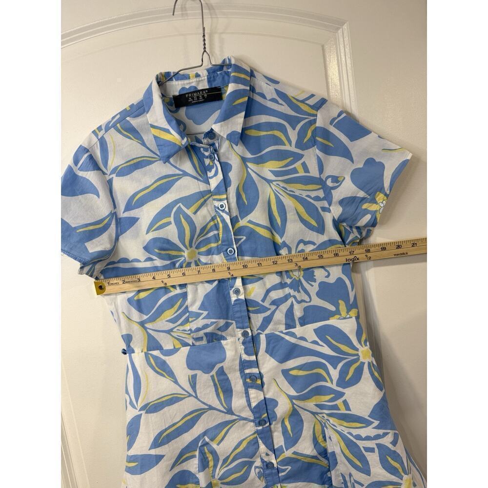 Primark Floral Button-Front Fit & Flare Dress Women’s 10 Blue White Yellow - Picture 10 of 12
